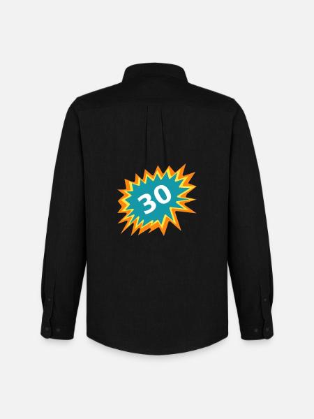 30th Birthday, Burst Sticker - Men's Oxford Shirt by Stanley/Stella - black
