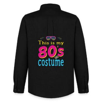 80 années 90 costume de fête tenue 80s 90s devise - Chemise Oxford homme Stanley/Stella - noir - Dos - AI Model Male 185 dark (185cm)