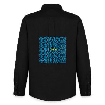 They Know We Know They Lie - Men's Oxford Shirt by Stanley/Stella - black - Back - AI Model Male 185 dark (185cm)