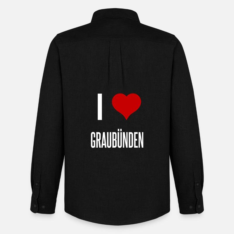 I Love Graubünden - Männer Oxford Hemd von Stanley/Stella - Schwarz