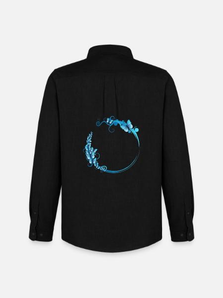 blue butterfly frame for your own texts - Men's Oxford Shirt by Stanley/Stella - black