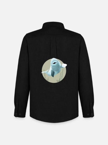 Cheerful deep-sea whale Beluga in circle - Men's Oxford Shirt by Stanley/Stella - black