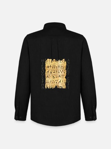 Torn papyri with hieroglyphics - Men's Oxford Shirt by Stanley/Stella - black