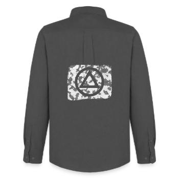 Logo symbole alcoolique anonyme AA NA anti alcool - Chemise Oxford homme Stanley/Stella - charbon - Dos - AI Model Male 185 dark (185cm)