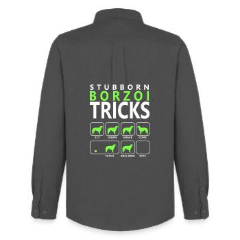 Stubborn Borzoi Tricks - Men's Oxford Shirt by Stanley/Stella - anthracite - Back - AI Model Male 185 dark (185cm)