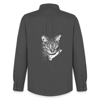 Katze Kätzchen Katzenshirt Geschenk - Männer Oxford Hemd von Stanley/Stella - Anthrazit - Hinten - AI Model Male 185 dark (185cm)
