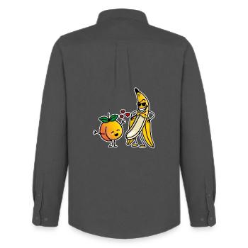Peach banana funny couple sex valentines day - Men's Oxford Shirt by Stanley/Stella - anthracite - Back - AI Model Male 185 dark (185cm)