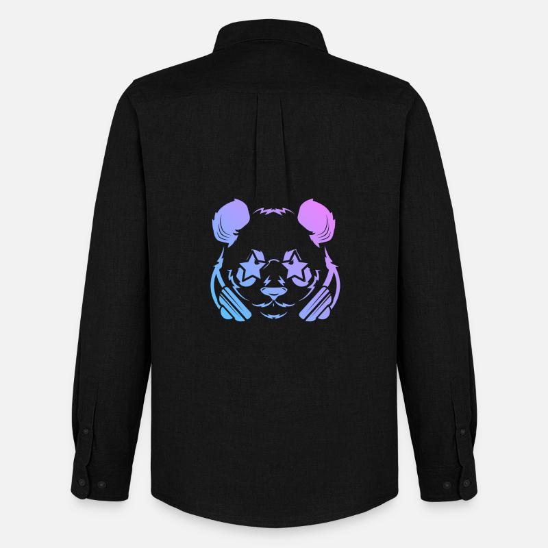 Panda Pandabär - Männer Oxford Hemd von Stanley/Stella - Schwarz