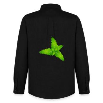 feuilles de menthe fraîche juteuse verte - Chemise Oxford homme Stanley/Stella - noir - Dos - AI Model Male 185 dark (185cm)