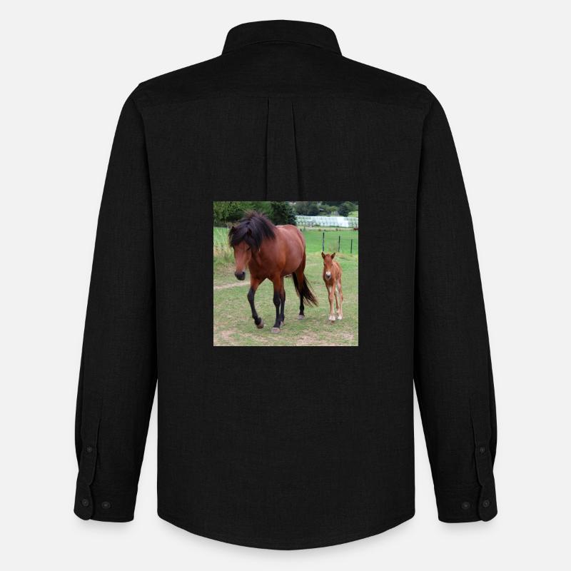 Pferd Pferdeposter - Männer Oxford Hemd von Stanley/Stella - Schwarz