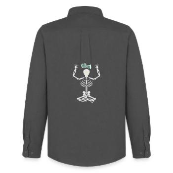 Skeleton in the yoga Ohm - Men's Oxford Shirt by Stanley/Stella - anthracite - Back - AI Model Male 185 dark (185cm)