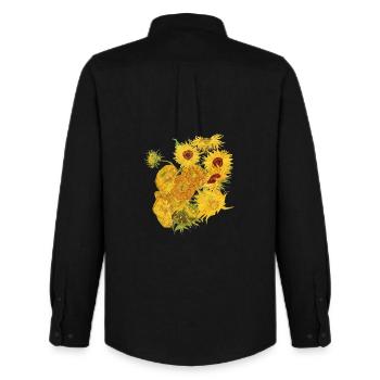 Vincent van Gogh Chemise d'histoire de l'art des tournesols - Chemise Oxford homme Stanley/Stella - noir - Dos - AI Model Male 185 dark (185cm)