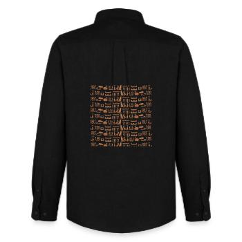 Égypte ancienne, motif hiéroglyphique, idée cadeau - Chemise Oxford homme Stanley/Stella - noir - Dos - AI Model Male 185 dark (185cm)