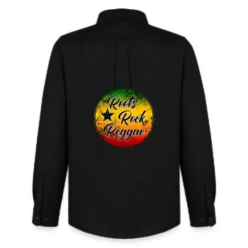 Roots Rock Reggae - Musikstil Illustration - Männer Oxford Hemd von Stanley/Stella - Schwarz - Hinten - AI Model Male 185 dark (185cm)