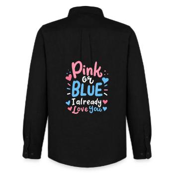 Gender Reveal Party - Männer Oxford Hemd von Stanley/Stella - Schwarz - Hinten - AI Model Male 185 dark (185cm)