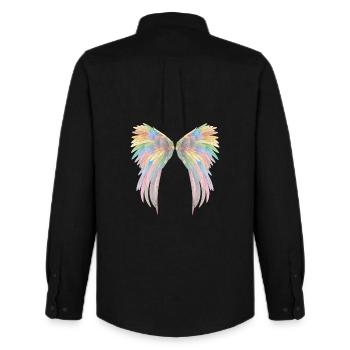 Wunderschöne pastellfarbene Engelsflügel - Männer Oxford Hemd von Stanley/Stella - Schwarz - Hinten - AI Model Male 185 dark (185cm)