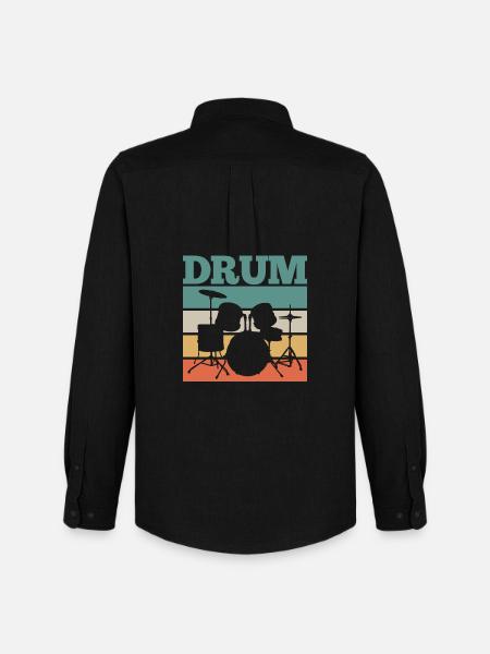 Drummer Drums Retro - Men's Oxford Shirt by Stanley/Stella - black