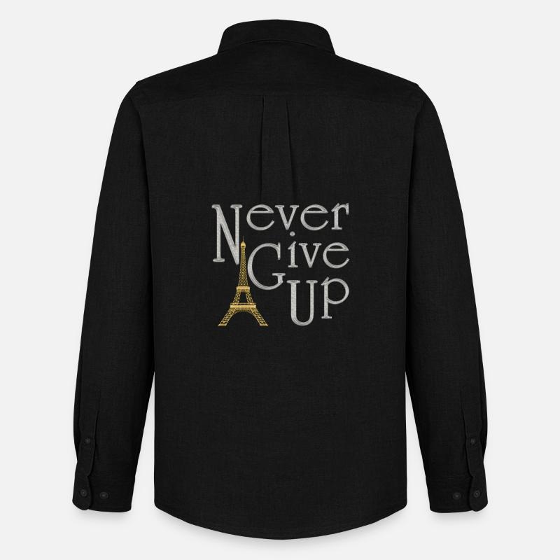 NEVER GIVE UP Silber Eiffelturm Gold - Männer Oxford Hemd von Stanley/Stella - Schwarz