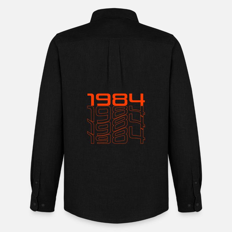 Neon 1984 Retro Liniendesign - Männer Oxford Hemd von Stanley/Stella - Schwarz