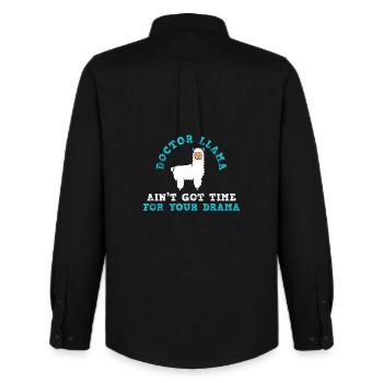 Lama Doctor Lama - Men's Oxford Shirt by Stanley/Stella - black - Back - AI Model Male 185 dark (185cm)
