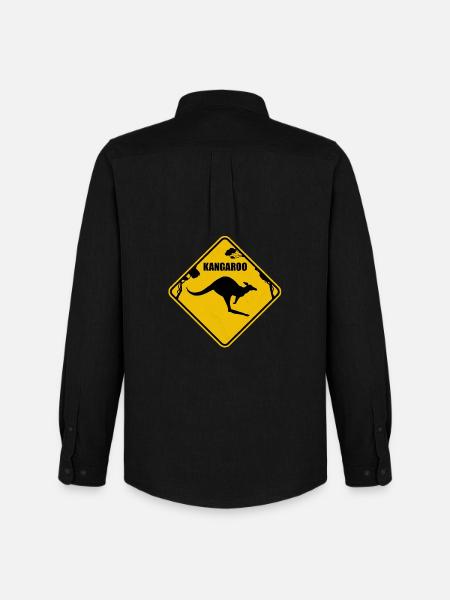 Kangaroo Yellow Road Sign - Men's Oxford Shirt by Stanley/Stella - black