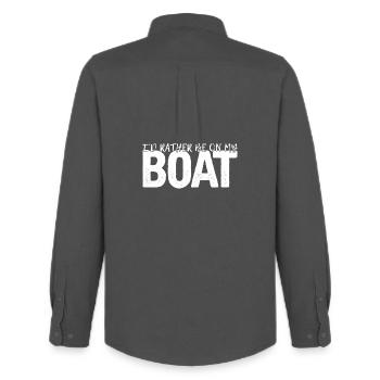 Boat Boat Captain Boating - Men's Oxford Shirt by Stanley/Stella - anthracite - Back - AI Model Male 185 dark (185cm)