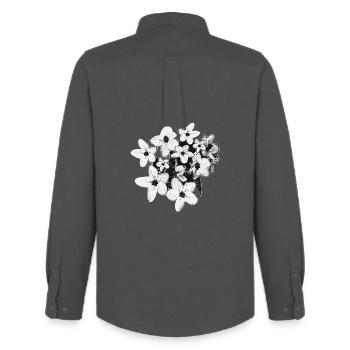 Frühlinglook, Blumen Ausschnitt schwarz-weiß - Männer Oxford Hemd von Stanley/Stella - Anthrazit - Hinten - AI Model Male 185 dark (185cm)