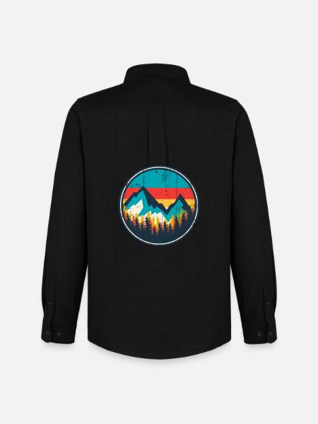 Aurora Ridge Mountain Sunset - Men's Oxford Shirt by Stanley/Stella - black