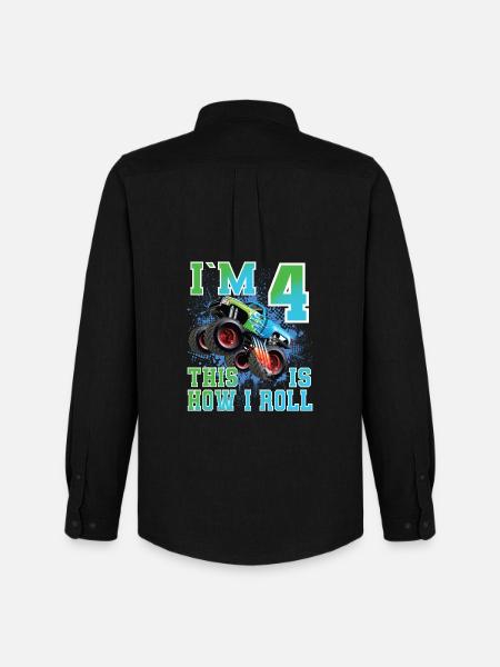 4 Years Monster Truck - Men's Oxford Shirt by Stanley/Stella - black