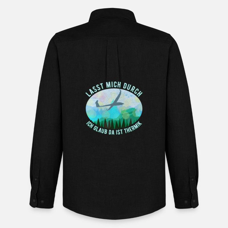 Modell Segelflugzeug Landschaft Retro Blau - Männer Oxford Hemd von Stanley/Stella - Schwarz