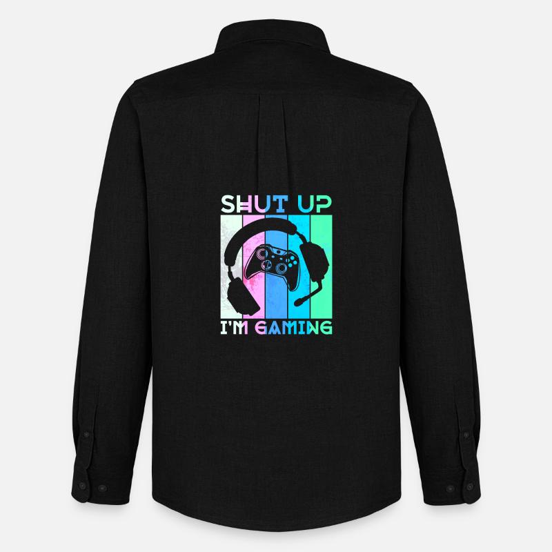 Gamer Headset Controller Statement Zocker - Männer Oxford Hemd von Stanley/Stella - Schwarz