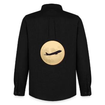 Jumbo Silhouette against the Moon - Men's Oxford Shirt by Stanley/Stella - black - Back - AI Model Male 185 dark (185cm)