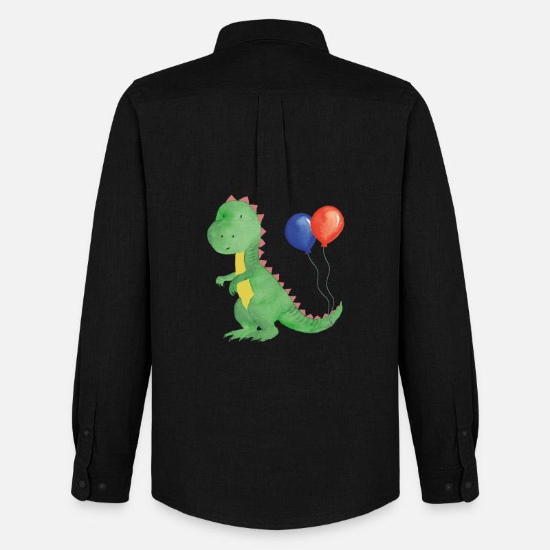 Kleiner Dino mit Luftballons - Männer Oxford Hemd von Stanley/Stella - Schwarz