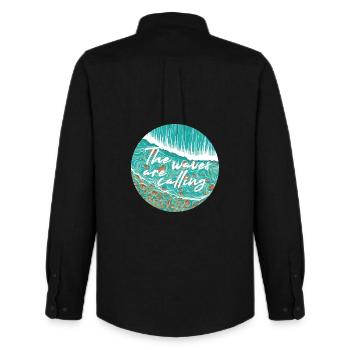Les vagues appellent - Chemise Oxford homme Stanley/Stella - noir - Dos - AI Model Male 185 dark (185cm)