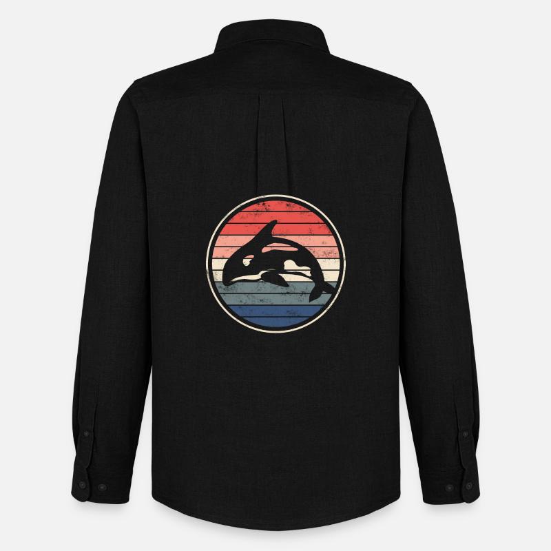 Orca Wal - Männer Oxford Hemd von Stanley/Stella - Schwarz