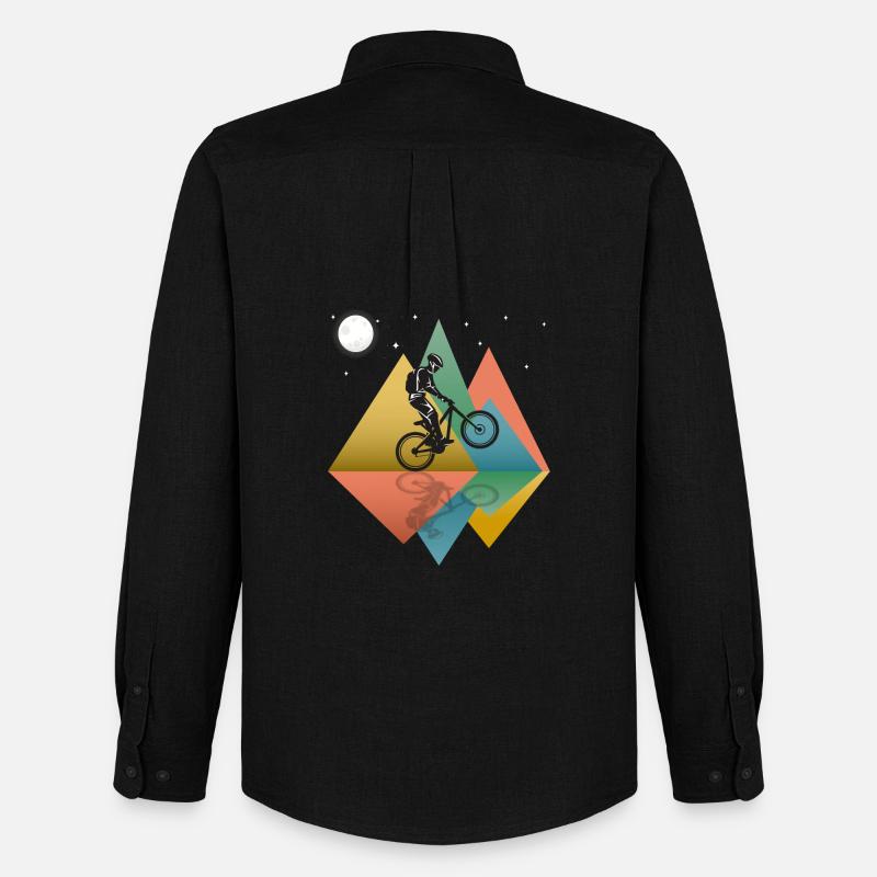 Mountainbiken Retro - Männer Oxford Hemd von Stanley/Stella - Schwarz