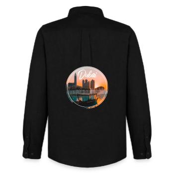 Dubai Sonnenuntergang Skyline Boot - Männer Oxford Hemd von Stanley/Stella - Schwarz - Hinten - AI Model Male 185 dark (185cm)