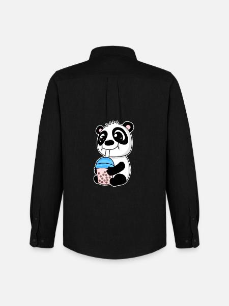 Bubble Tea Panda - Men's Oxford Shirt by Stanley/Stella - black