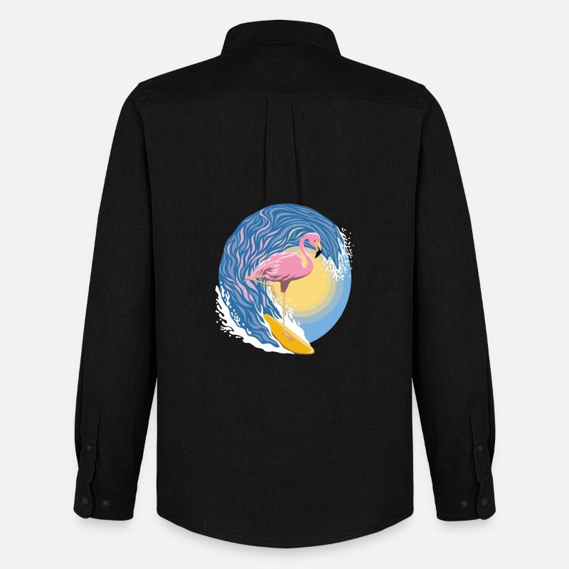Flamingo-Surfer - Männer Oxford Hemd von Stanley/Stella - Schwarz