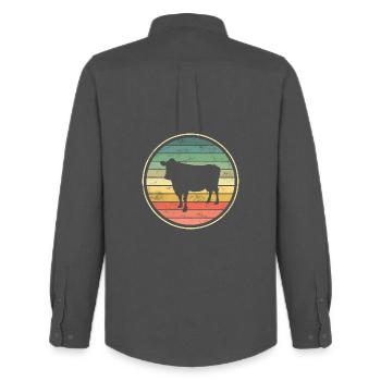 Vache Vaches - Chemise Oxford homme Stanley/Stella - charbon - Dos - AI Model Male 185 dark (185cm)