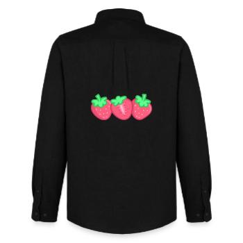 Erdbeeren - Männer Oxford Hemd von Stanley/Stella - Schwarz - Hinten - AI Model Male 185 dark (185cm)