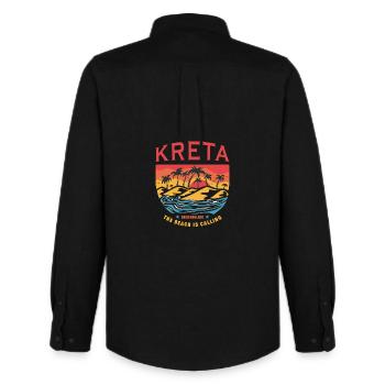 Kreta Griechenland Beach Design - Männer Oxford Hemd von Stanley/Stella - Schwarz - Hinten - AI Model Male 185 dark (185cm)