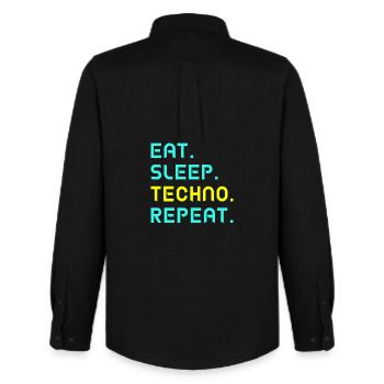 Eat. Sleep. techno. repeat. - Men's Oxford Shirt by Stanley/Stella - black - Back - AI Model Male 185 dark (185cm)
