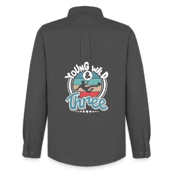 Fußball 3 Jahre Kinder Kindergeburtstag - Männer Oxford Hemd von Stanley/Stella - Anthrazit - Hinten - AI Model Male 185 dark (185cm)