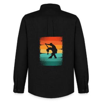 Couple de danseurs - Chemise Oxford homme Stanley/Stella - noir - Dos - AI Model Male 185 dark (185cm)