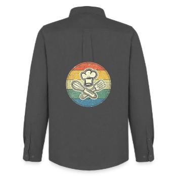 Cool vintage circle for passionate chefs - Men's Oxford Shirt by Stanley/Stella - anthracite - Back - AI Model Male 185 dark (185cm)