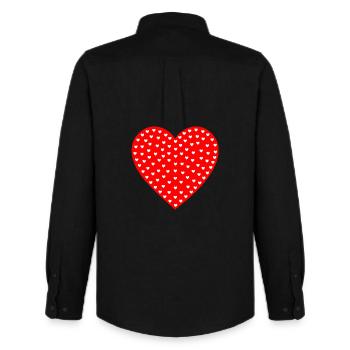 Motif de petits cœurs en inondation de cœur - Chemise Oxford homme Stanley/Stella - noir - Dos - AI Model Male 185 dark (185cm)