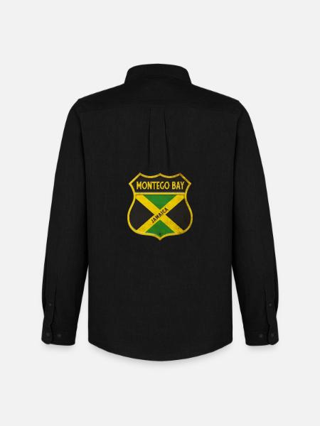 Montego Bay Jamaica Coat of Arms Flags Design - Men's Oxford Shirt by Stanley/Stella - black