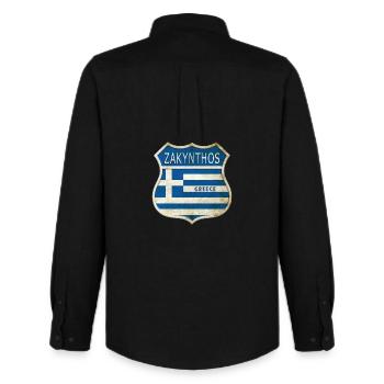 Zakynthos Grèce Armoiries Drapeaux Design - Chemise Oxford homme Stanley/Stella - noir - Dos - AI Model Male 185 dark (185cm)