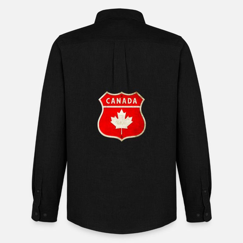 Kanada Wappen Flaggen Design - Männer Oxford Hemd von Stanley/Stella - Schwarz